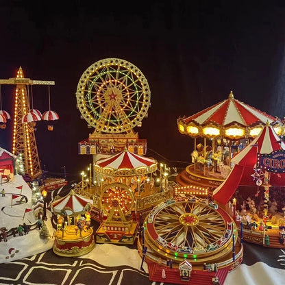 Rotating Roller Coaster Music Box with Amusement Park Design