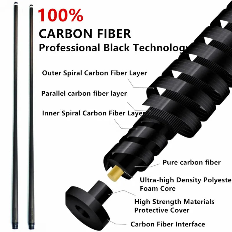 Carbon Fiber Pool Cue Shaft Low Deflection 737mm