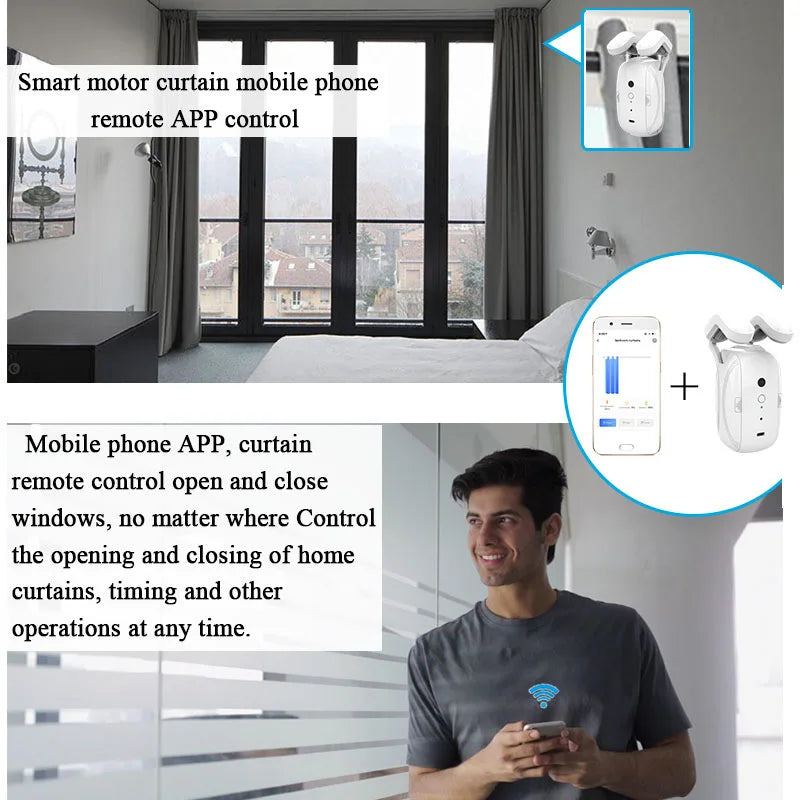 Automatic Zigbee Double Curtain Opener with Remote and Timer
