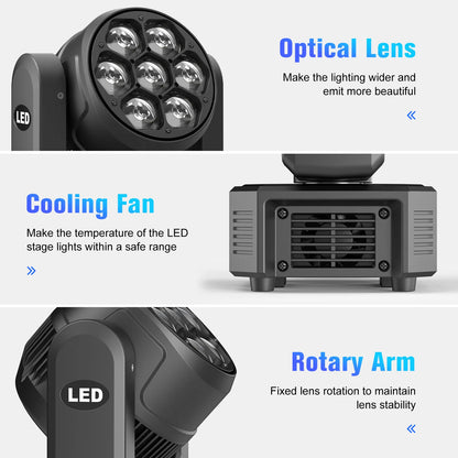 RGBW LED Moving Head Wash Beam Lights 2 Pack