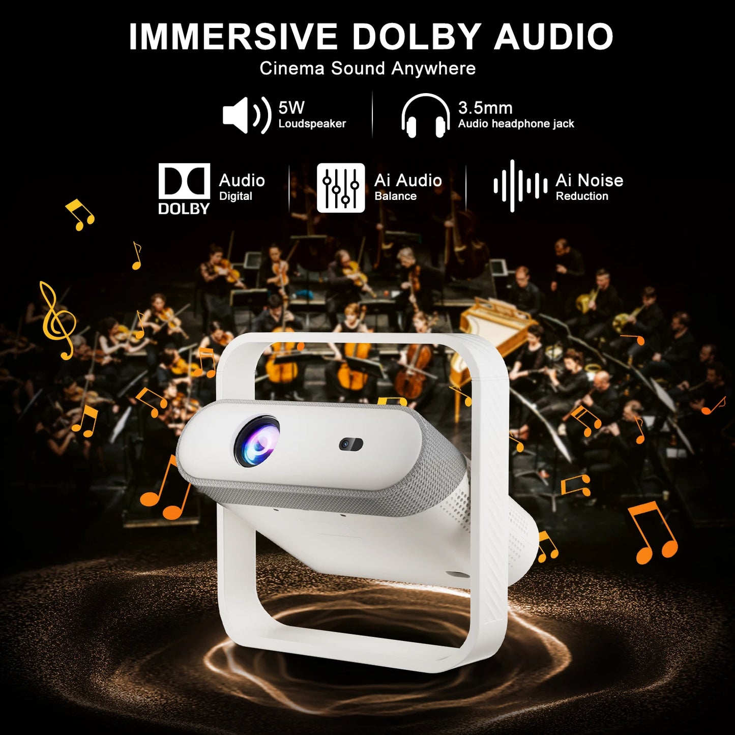 Portable 4K HD Projector with Dolby Audio