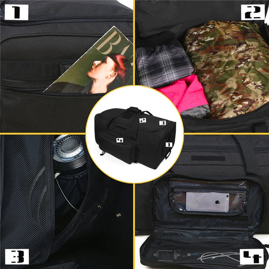 124L Grey Tactical Duffel Bag with Wheels for Travel