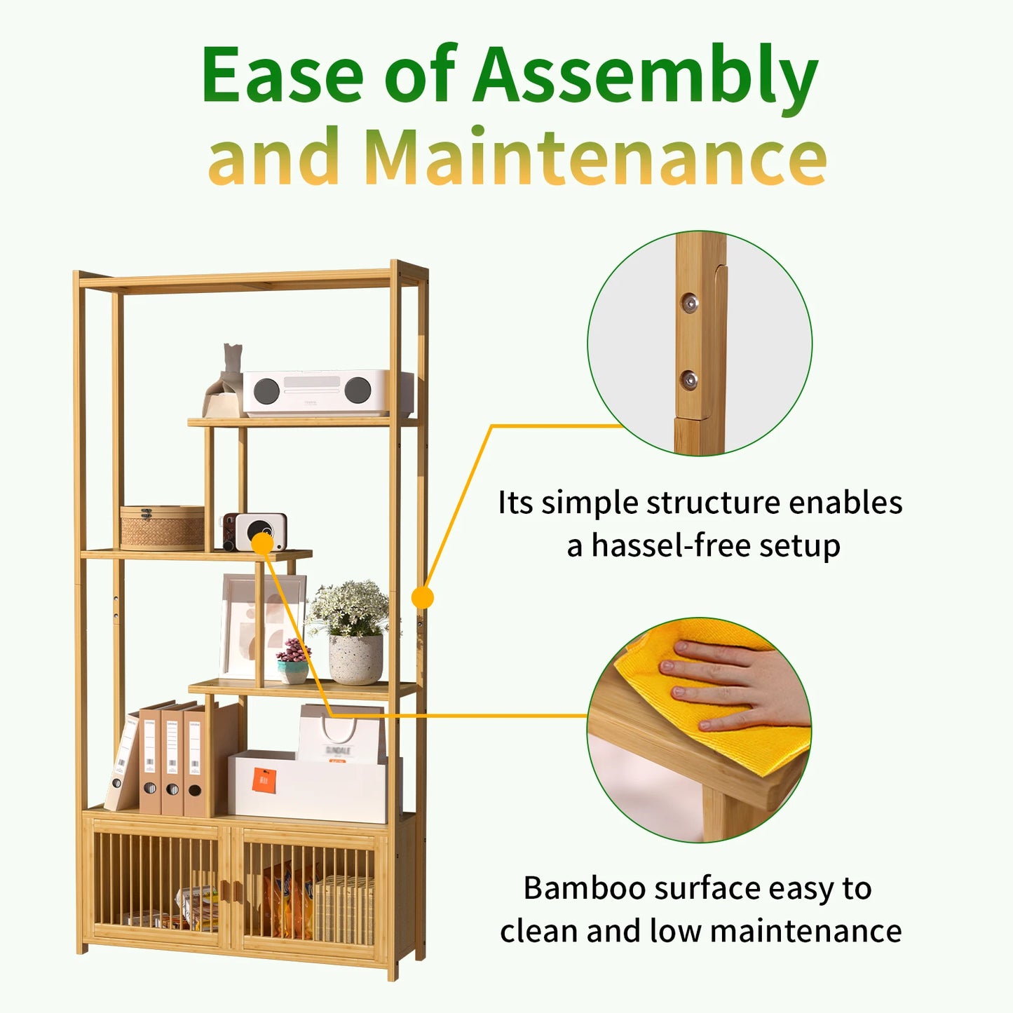 Bamboo Storage Rack with Multi-Level Shelves for Home