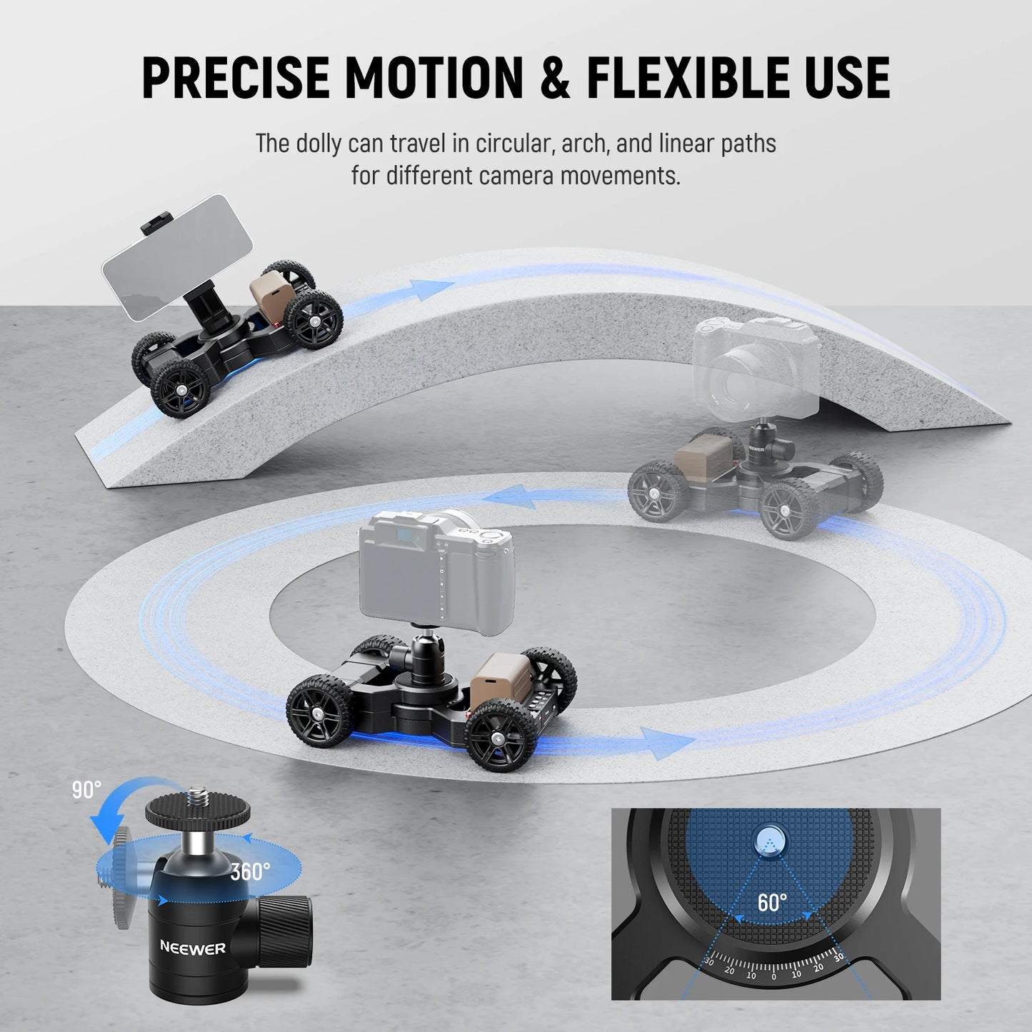 App Controlled Motorized Camera Slider Dolly for Cameras
