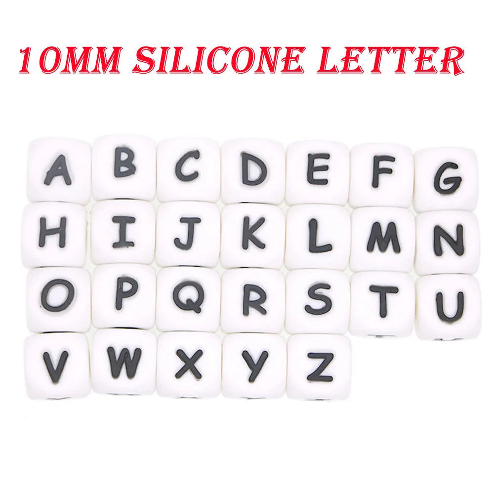 10mm Letter Silicone Beads Bulk Pack Bracelet Necklace DIY