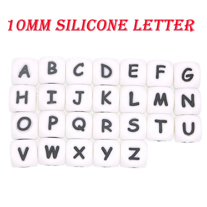 10mm Letter Silicone Beads Bulk Pack Bracelet Necklace DIY