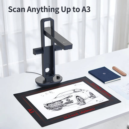 Portable A3 Book and Document Scanner with Smart OCR