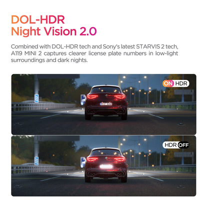 2K 60FPS Dash Cam with Voice Control & GPS