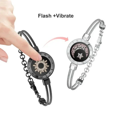 Black & Silver Couple Bracelets Touch & Vibrate