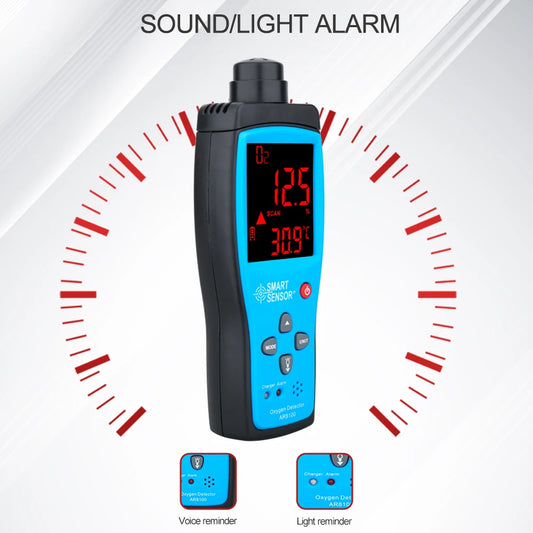 Portable O2 Gas Detector with LCD Screen and Light Alert