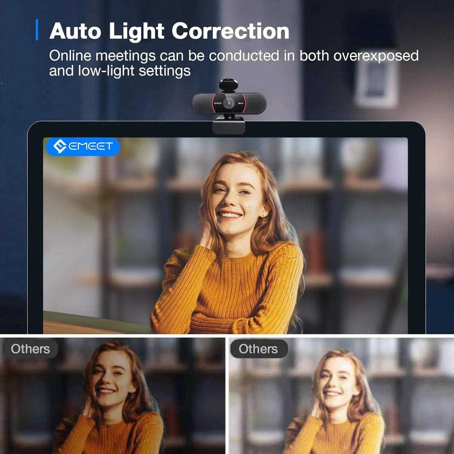 4K Autofocus Webcam with Dual Noise Cancelling Microphones