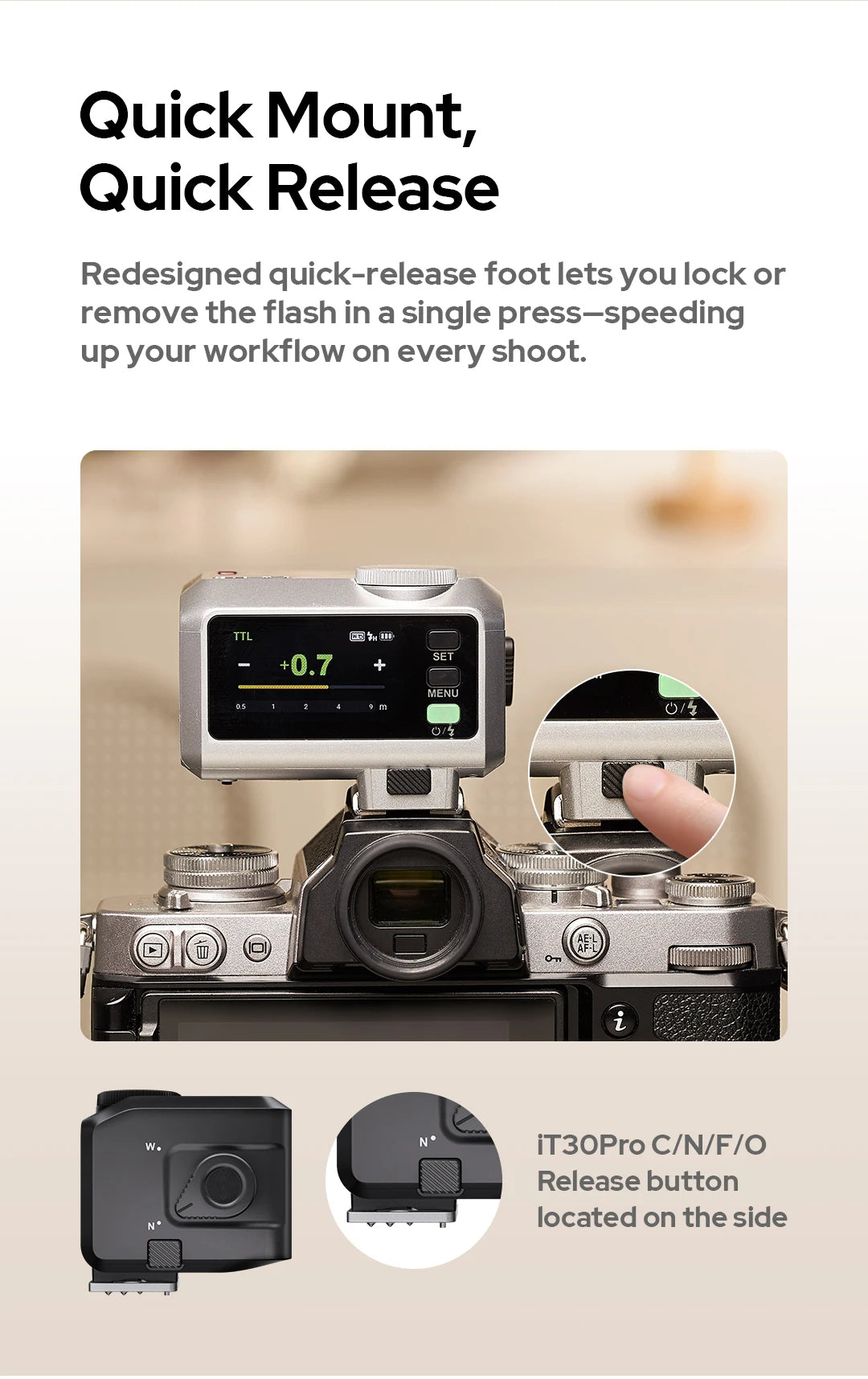 Portable Silver Wireless Camera Flash TTL HSS for Fuji