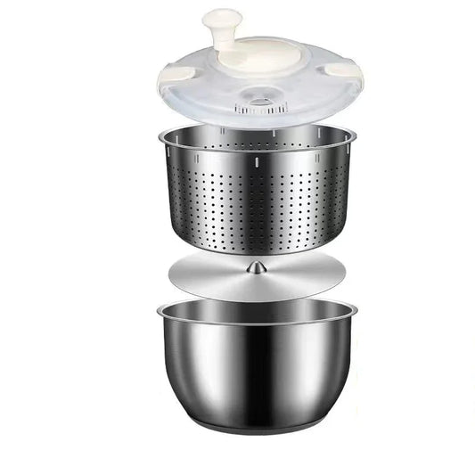 Stainless Steel Salad Spinner and Vegetable Washer with Drain