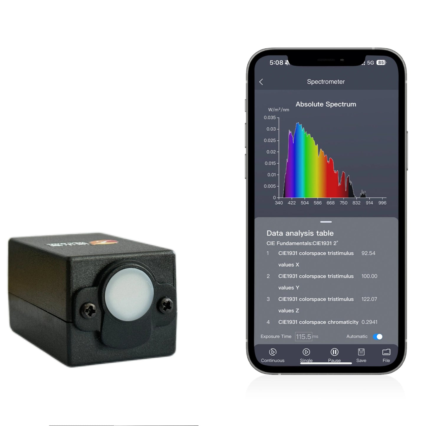 Handheld Light Spectrometer 340-1000nm LED Grow Light Tester