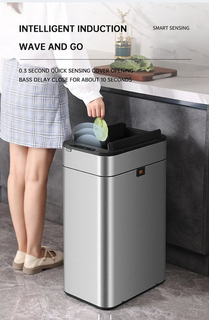 Silver 15L Automatic Touchless Rubbish Bin for Kitchen
