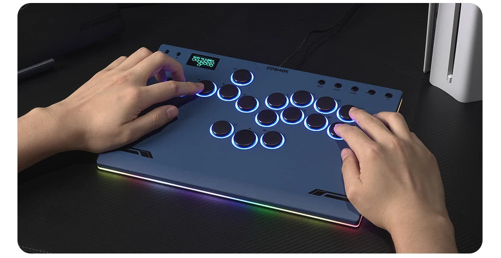 Aluminium Leverless Hitbox Controller for PC and PS5 Blue