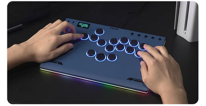 Aluminium Leverless Hitbox Controller for PC and PS5 Blue