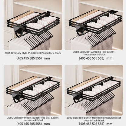 455mm Aluminum Pull-Out Pants Rack Soft-Close Rail