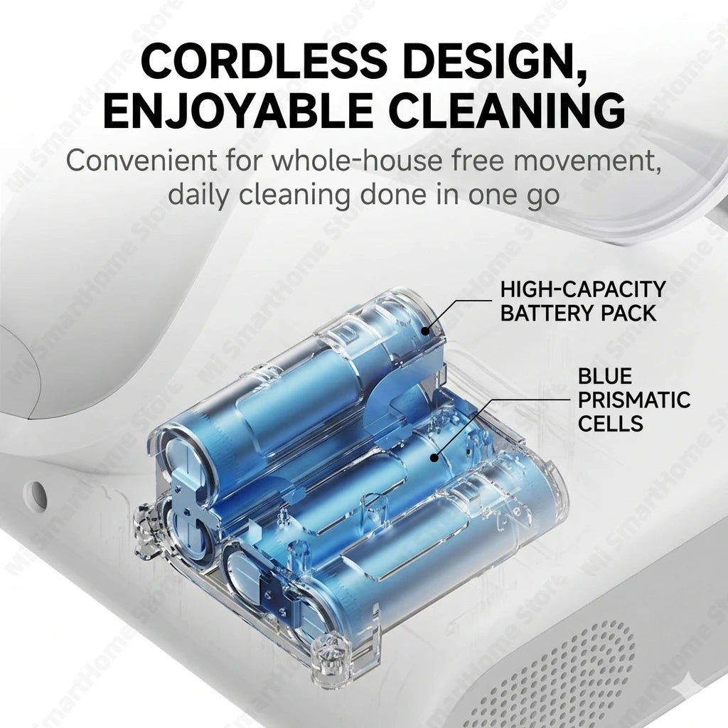 Cordless Mite Vacuum Cleaner 17kPa Smart Sensor Double Dust Cup