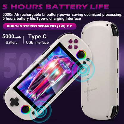 White Portable Retro Gaming Console with RGB Lighting