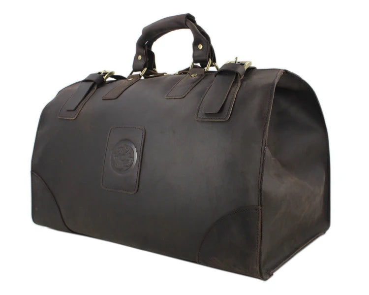 Heavy-Duty Leather Luggage Bag Large Men’s Travel Tote