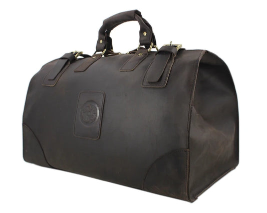 Heavy-Duty Leather Luggage Bag Large Men’s Travel Tote