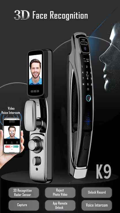 Digital Door Lock Face Unlock Matte Black