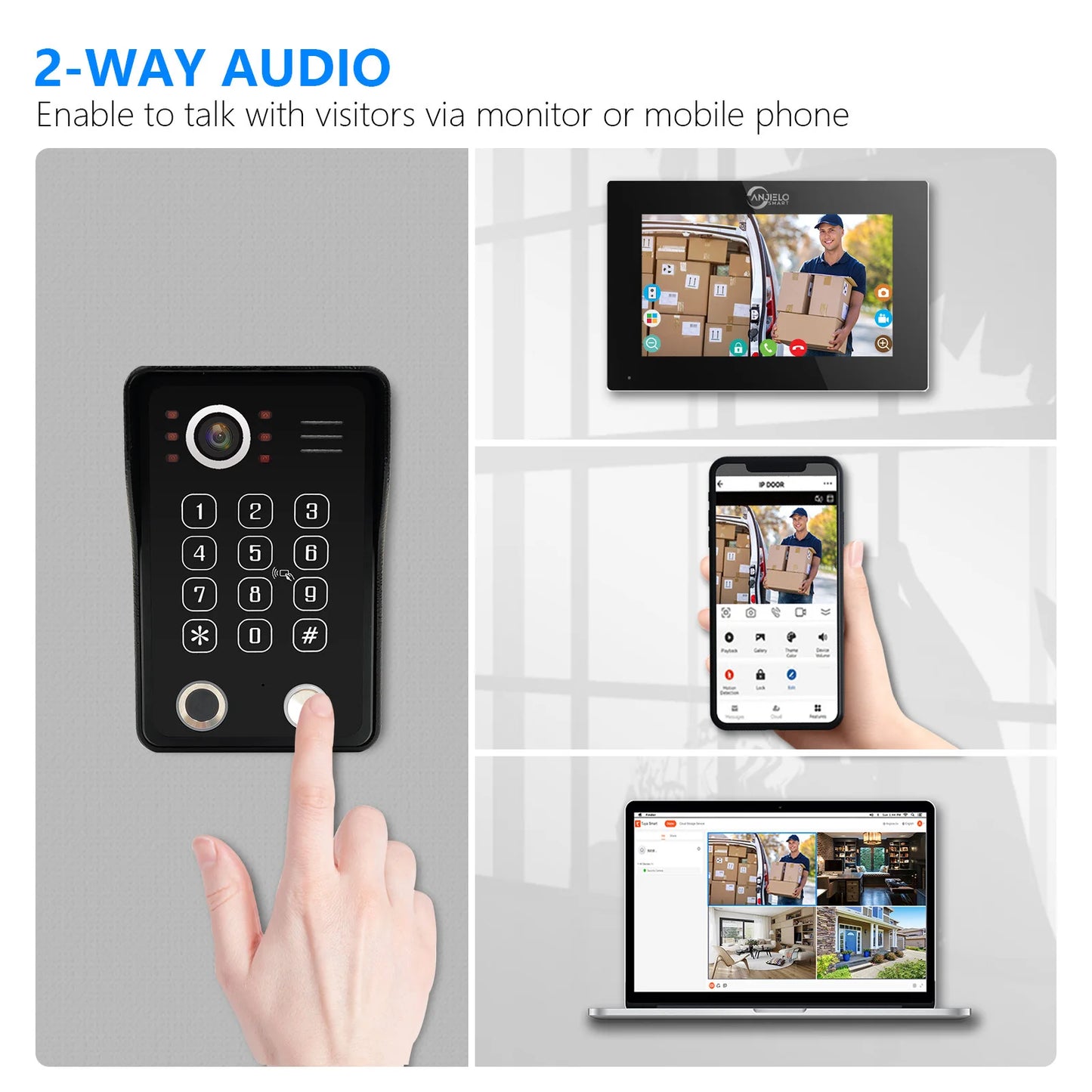 Black Smart Video Intercom Doorbell 10" Screen with Two-Way Audio