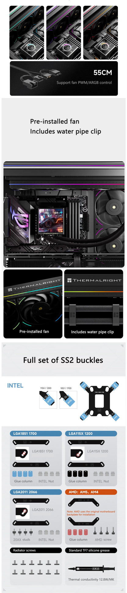 Thermalright PEERLESS VISION UB360 Black ARGB CPU Water Cooler