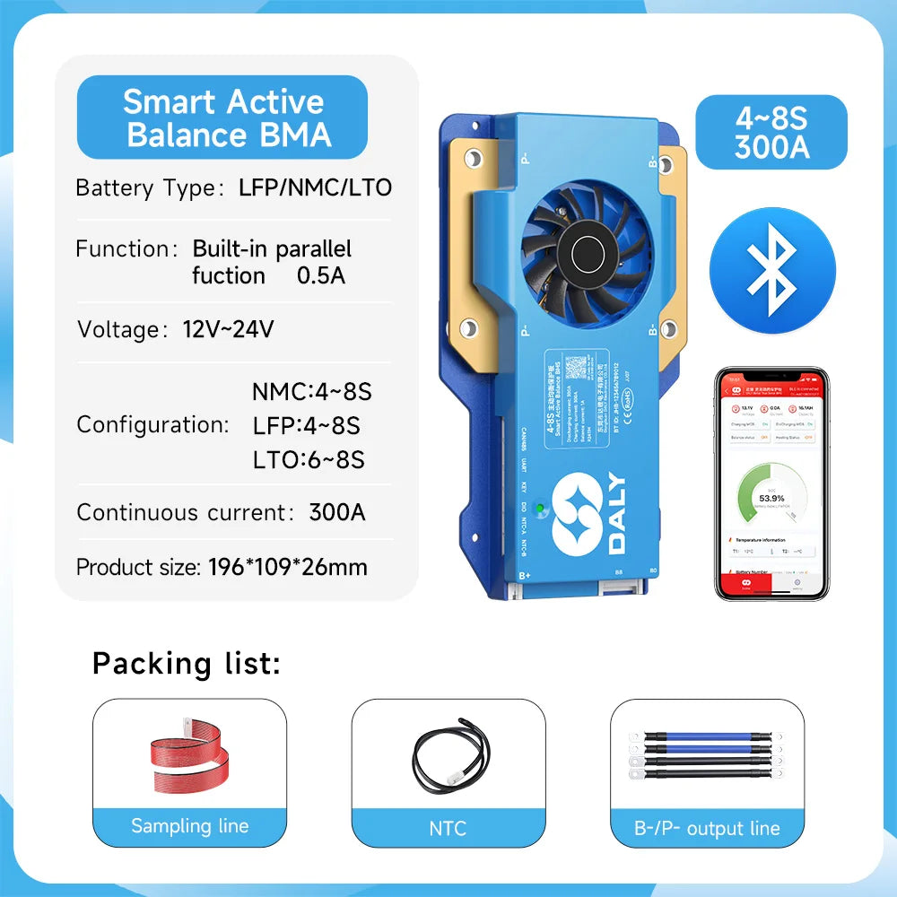 300A 4-8S Bluetooth Lithium Battery BMS System