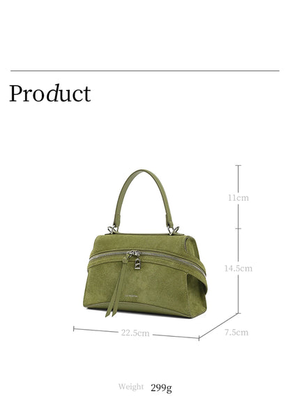 Burgundy Leather Crossbody Shoulder Bag with Suede Detail