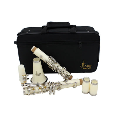 White Professional Bb Clarinet Bakelite 17 Keys Music Instrument