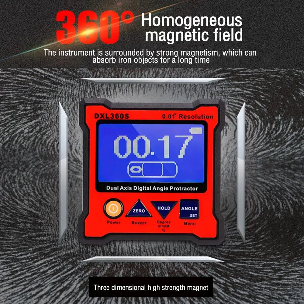 Dual Axis Digital Angle Protractor Magnetic Base Level Gauge