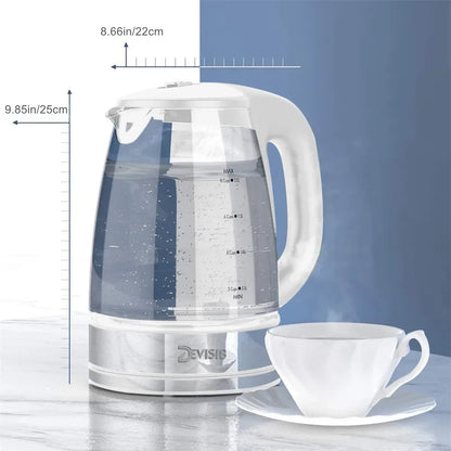 2.0L Electric Glass Kettle Matte White with Temp Control