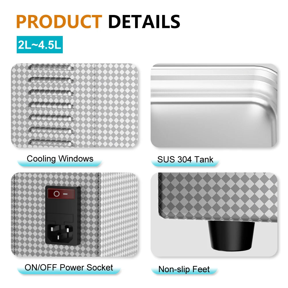 2L Digital Ultrasonic Sonicator 120W Cleaning Bath