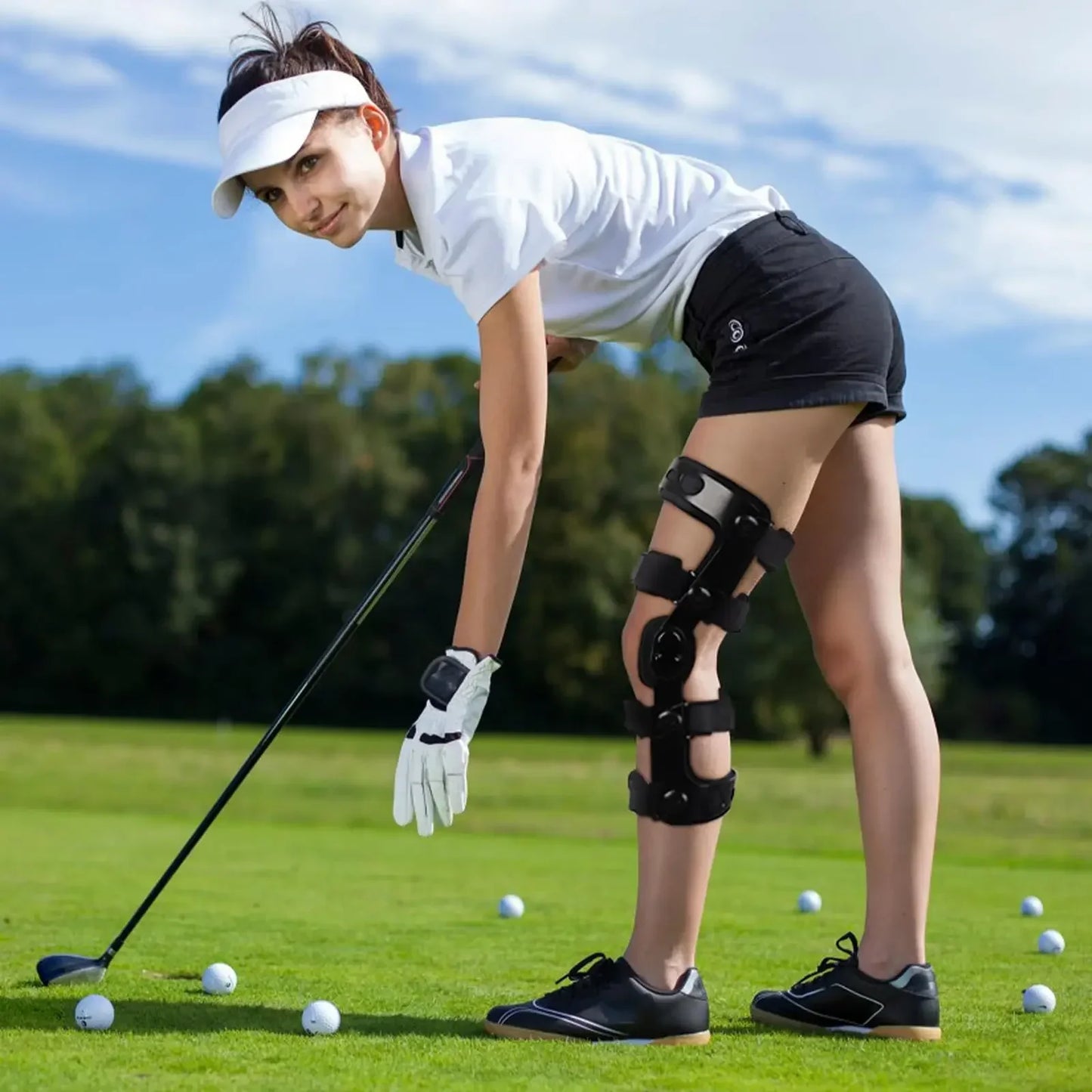 Hinged Knee Brace Right Leg Support for Sports Injuries