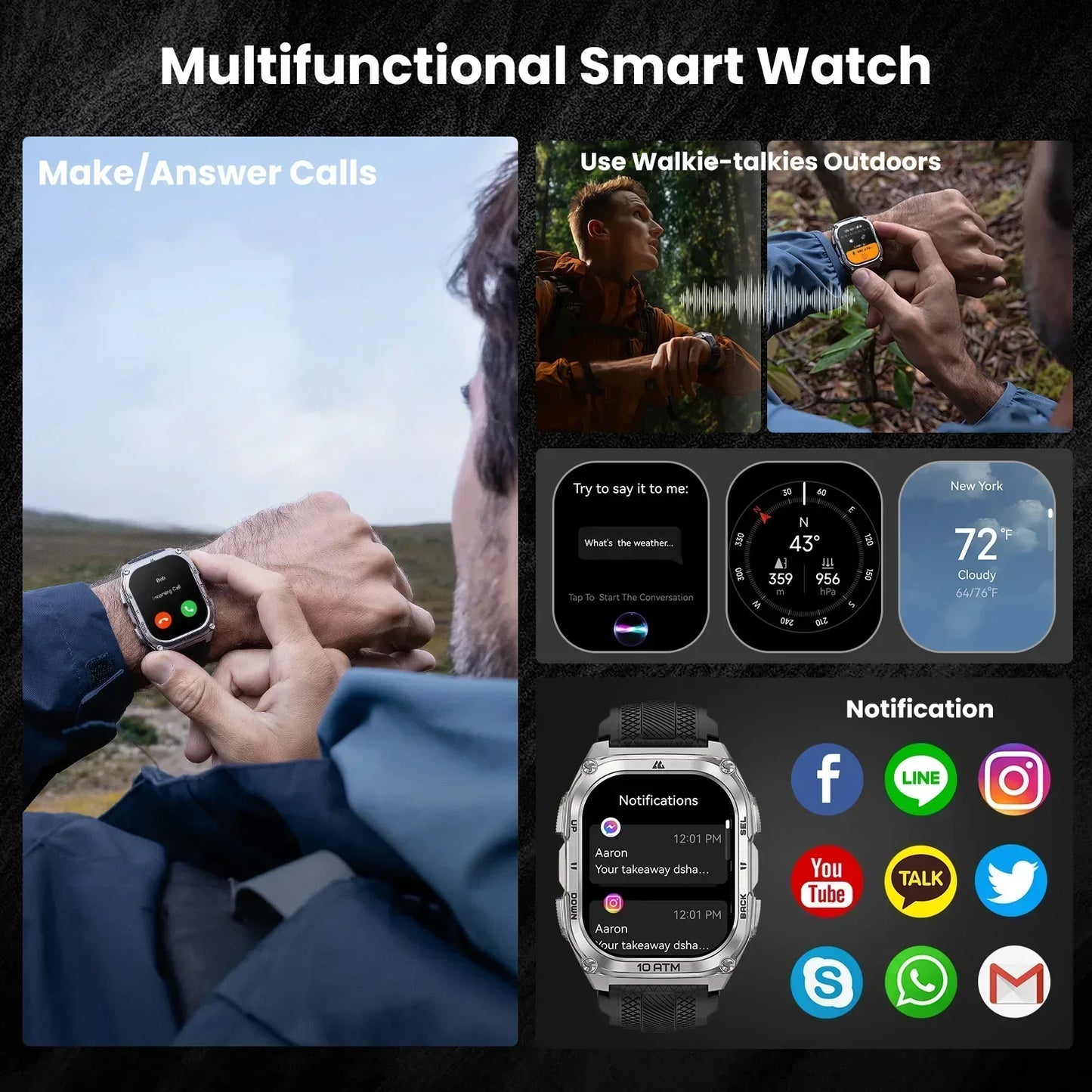 Stainless Steel Smartwatch Silver GPS Health Tracking