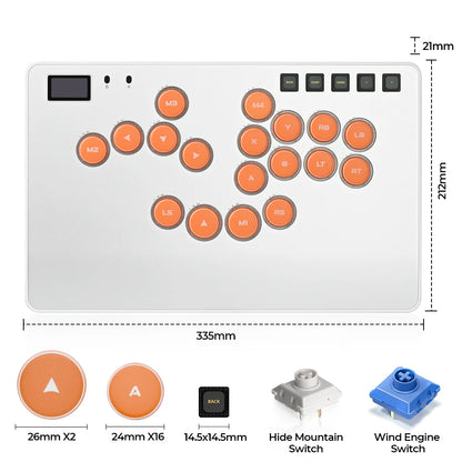 Portable Leverless Arcade Controller Magnetic CNC Silver