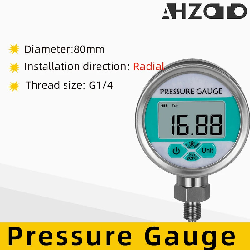 Digital Pressure Gauge 0-1000bar LCD Backlight G1/4