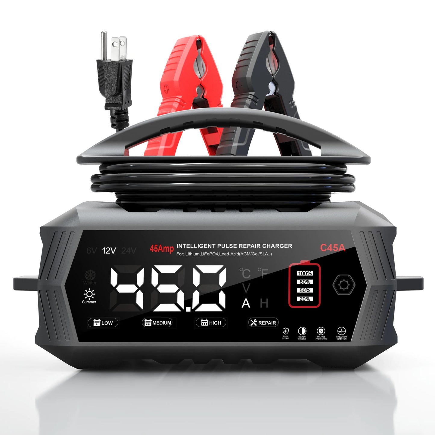 Portable Car and Motorcycle Battery Charger with Repair Function