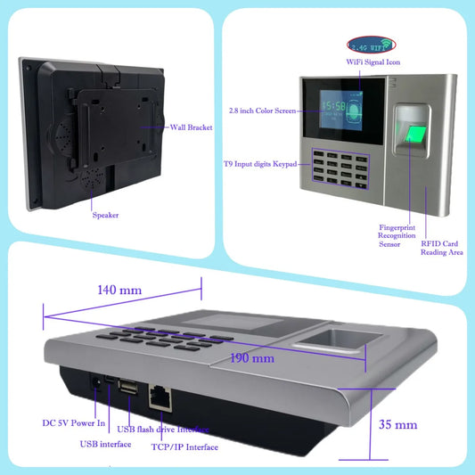Portable Biometric Time Clock with WiFi and Backup Power