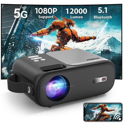 Portable 12000 Lumens Full HD Projector for Home and Outdoor