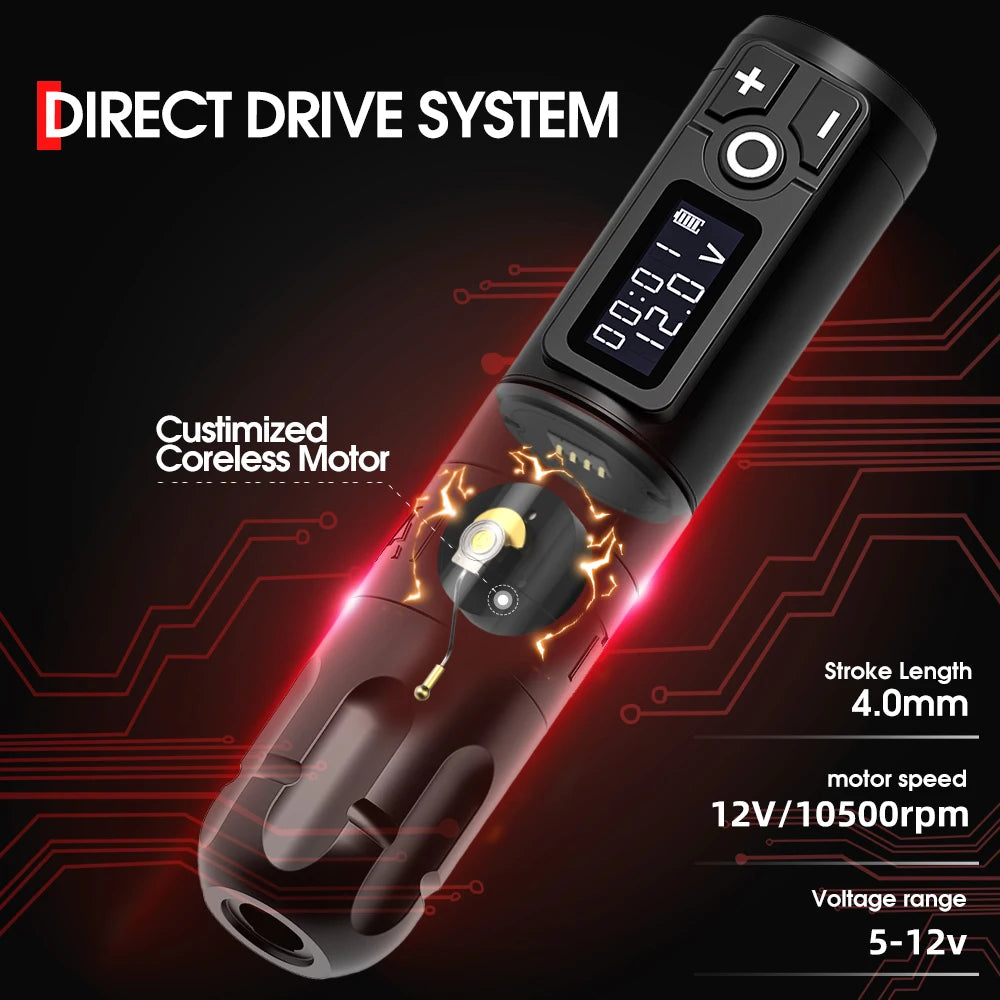 Wireless Tattoo Machine Kit with Long-Lasting 2400mAh Battery