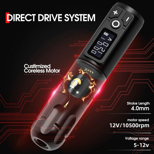 Wireless Tattoo Machine Kit with Long-Lasting 2400mAh Battery