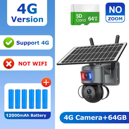 8MP 4G Solar CCTV Camera 64GB AI Tracking Outdoor