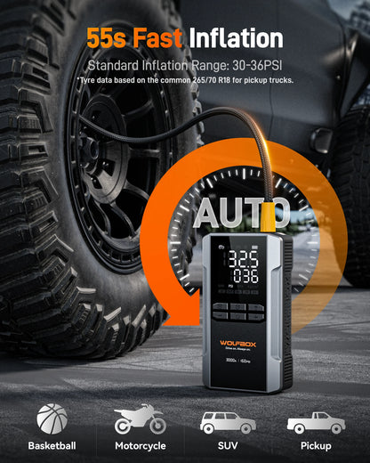 3000A Portable Car Jump Starter with Air Compressor 160PSI