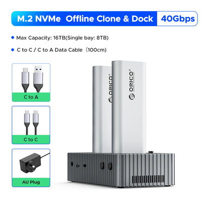 USB4 40Gbps M.2 NVMe SSD Clone Dock 2-Bay Duplicator