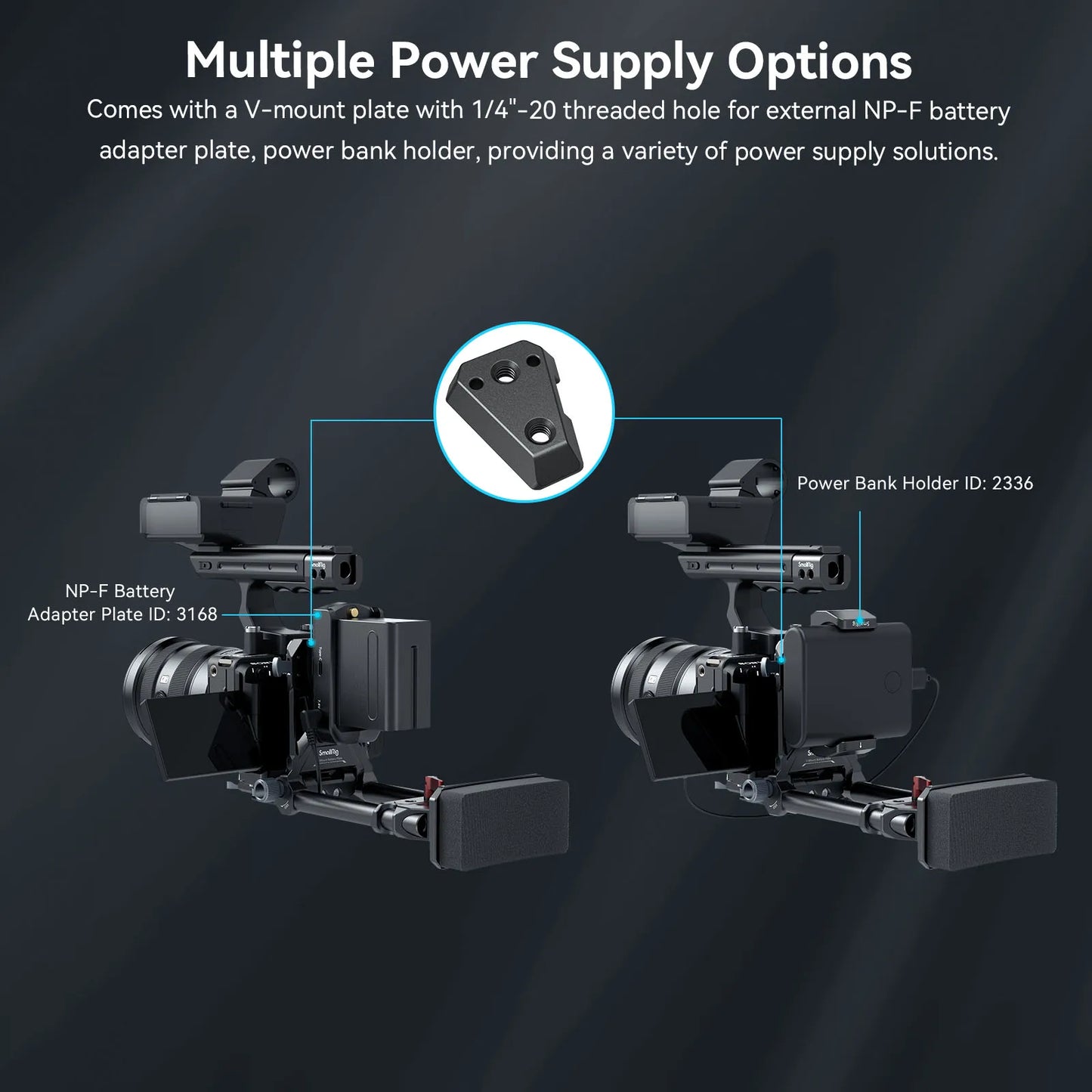 Compact V Lock Battery Mount with Arca Support