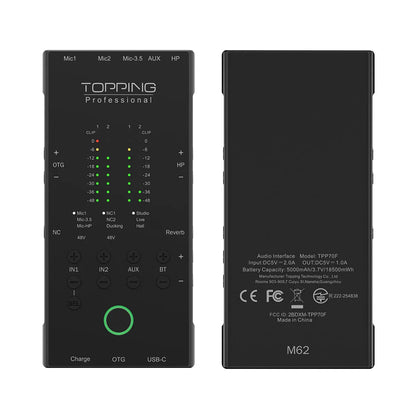 Portable Yellow Audio Interface with Dual Smartphone Input