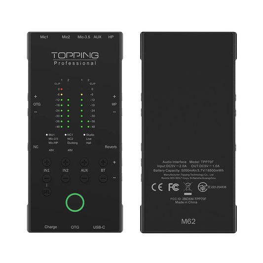 Portable Yellow Audio Interface with Dual Smartphone Input